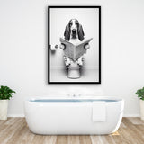 Basset Hound Framed Art Print Wall Decor, Funny Bathroom Decor, Basset Hound In Toilet