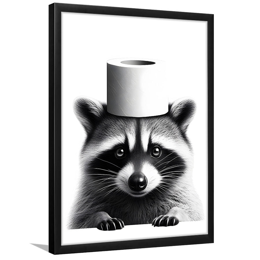 Bathroom Decor Art Framed Art Print Wall Decor, Raccoon Art, Funny Bathroom Decor