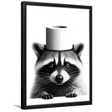 Bathroom Decor Art Framed Art Print Wall Decor, Raccoon Art, Funny Bathroom Decor