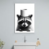 Bathroom Decor Art Canvas Prints Wall Art, Raccoon Art, Funny Bathroom Decor