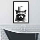 Bathroom Decor Art Framed Art Print Wall Decor, Raccoon Art, Funny Bathroom Decor
