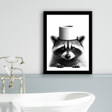 Bathroom Decor Art Framed Art Print Wall Decor, Raccoon Art, Funny Bathroom Decor