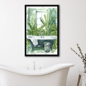Botanical Tropical Leave Framed Canvas Prints Wall Art, Bathroom Framed Art Decor