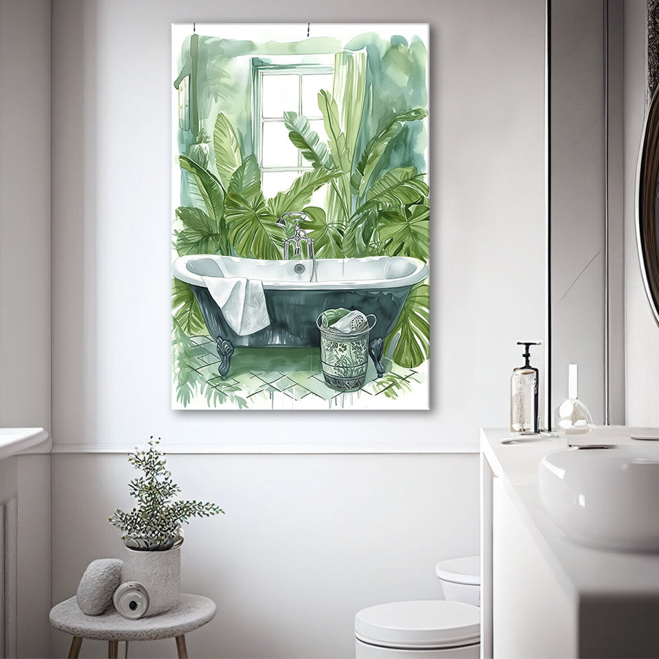 Botanical Tropical Leave Canvas Prints Wall Art, Bathroom Art Decor,