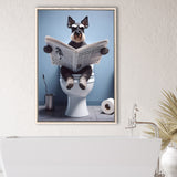 Bathroom Decor Art Framed Canvas Prints Wall Art, Miniature Schnauzer Art, Funny Bathroom Decor