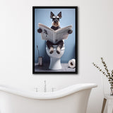 Bathroom Decor Art Framed Canvas Prints Wall Art, Miniature Schnauzer Art, Funny Bathroom Decor