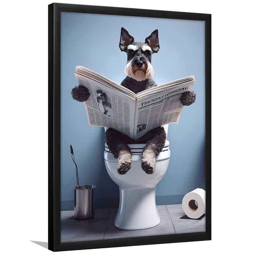 Bathroom Decor Art Framed Art Print Wall Decor, Miniature Schnauzer Art, Funny Bathroom Decor