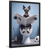 Bathroom Decor Art Framed Art Print Wall Decor, Miniature Schnauzer Art, Funny Bathroom Decor