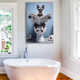 Bathroom Decor art Canvas Prints Wall Art, Miniature Schnauzer art, Funny Bathroom Decor
