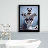 Bathroom Decor Art Framed Art Print Wall Decor, Miniature Schnauzer Art, Funny Bathroom Decor