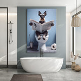 Bathroom Decor art Canvas Prints Wall Art, Miniature Schnauzer art, Funny Bathroom Decor