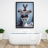 Bathroom Decor Art Framed Art Print Wall Decor, Miniature Schnauzer Art, Funny Bathroom Decor