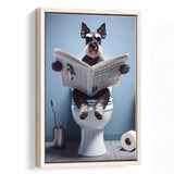 Bathroom Decor Art Framed Canvas Prints Wall Art, Miniature Schnauzer Art, Funny Bathroom Decor
