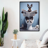 Bathroom Decor Art Framed Canvas Prints Wall Art, Miniature Schnauzer Art, Funny Bathroom Decor