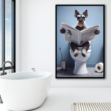 Bathroom Decor Art Framed Art Print Wall Decor, Miniature Schnauzer Art, Funny Bathroom Decor