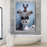 Bathroom Decor Art Framed Canvas Prints Wall Art, Miniature Schnauzer Art, Funny Bathroom Decor