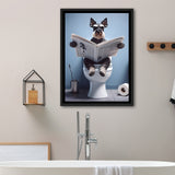 Bathroom Decor Art Framed Canvas Prints Wall Art, Miniature Schnauzer Art, Funny Bathroom Decor