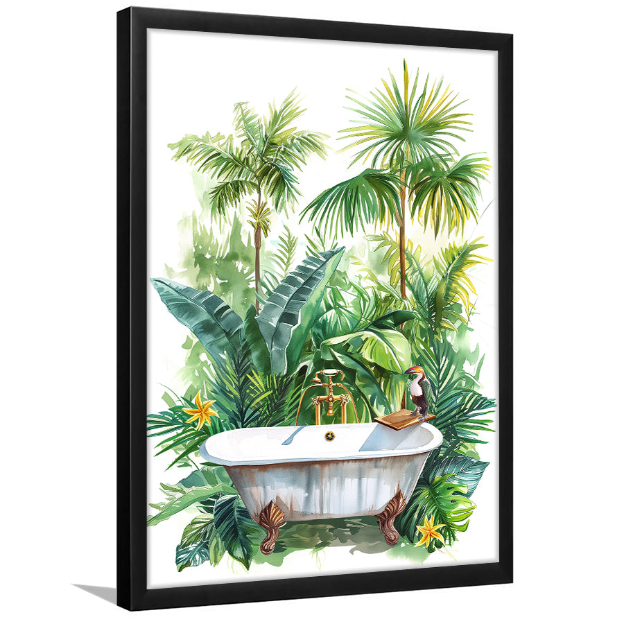 Tropical Leave Framed Art Print Wall Decor, Bathroom Framed Art Decor