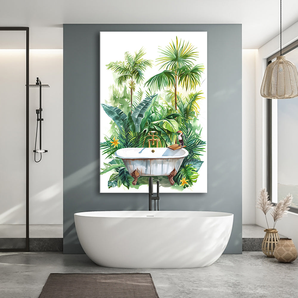 tropical print bathroom wallpaper