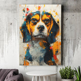 Beagles Cute Dog Portrait Oil Painting, Pet Lover Art, Canvas Prints Wall Art Decor, Painting Canvas