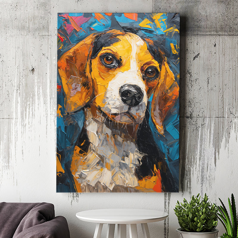 Beagles Cute Dog Portrait Oil Painting V1, Canvas Prints Wall Art Decor, Painting Canvas