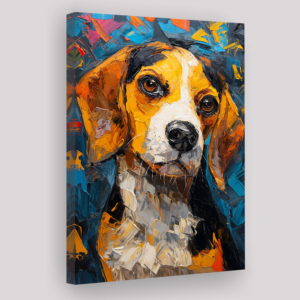 Beagles Cute Dog Portrait Oil Painting V1, Canvas Prints Wall Art Decor, Painting Canvas
