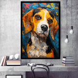 Beagles Cute Dog Portrait Oil Painting V1, Framed Art Prints Wall Art Decor, Framed Picture Print