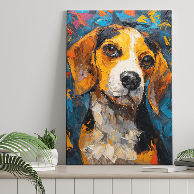 Beagles Cute Dog Portrait Oil Painting V1, Canvas Prints Wall Art Decor, Painting Canvas