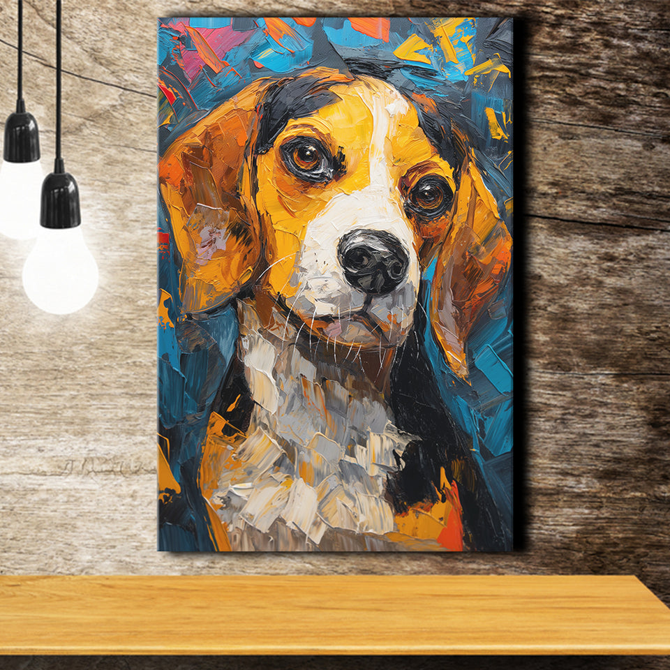 Beagles Cute Dog Portrait Oil Painting V1, Canvas Prints Wall Art Decor, Painting Canvas