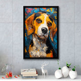 Beagles Cute Dog Portrait Oil Painting V1, Framed Canvas Prints Wall Art Decor, Floating Frame