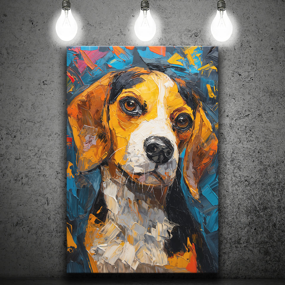 Beagles Cute Dog Portrait Oil Painting V1, Canvas Prints Wall Art Decor, Painting Canvas