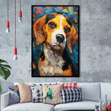 Beagles Cute Dog Portrait Oil Painting V1, Framed Art Prints Wall Art Decor, Framed Picture Print