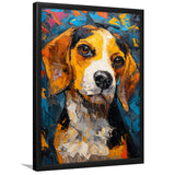 Beagles Cute Dog Portrait Oil Painting V1, Framed Art Prints Wall Art Decor, Framed Picture Print