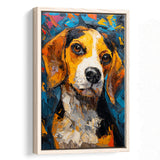 Beagles Cute Dog Portrait Oil Painting V1, Framed Canvas Prints Wall Art Decor, Floating Frame