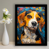 Beagles Cute Dog Portrait Oil Painting V1, Framed Art Prints Wall Art Decor, Framed Picture Print