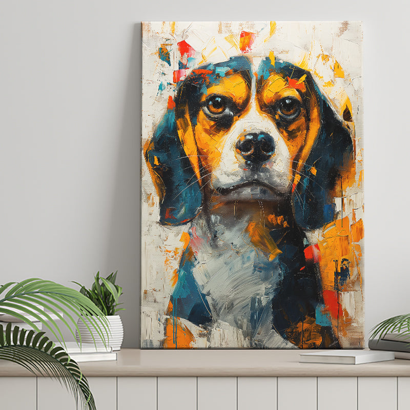 Beagles Cute Dog Portrait Oil Painting, Pet Lover Art, Canvas Prints Wall Art Decor, Painting Canvas