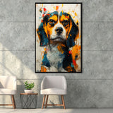 Beagles Cute Dog Portrait Oil Painting, Pet Lover Art, Framed Canvas Prints Wall Art Decor, Floating Frame