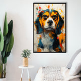 Beagles Cute Dog Portrait Oil Painting, Pet Lover Art, Framed Canvas Prints Wall Art Decor, Floating Frame