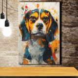 Beagles Cute Dog Portrait Oil Painting, Pet Lover Art, Canvas Prints Wall Art Decor, Painting Canvas