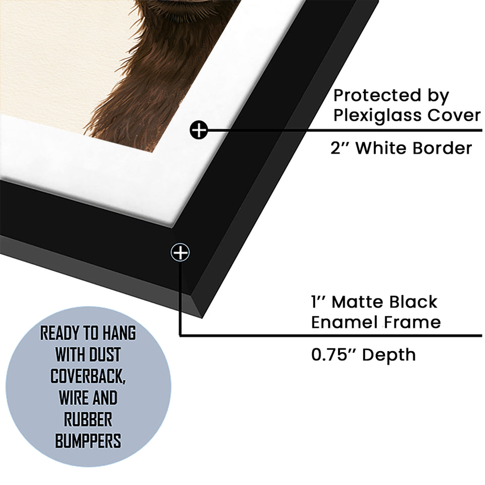 Bear And Moose Funny Surprise Painting Art, Animal Wall Art, Framed Art Print White Border