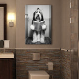 Bearded Collie Canvas Prints Wall Art, Funny Bathroom Decor, Animal in toilet