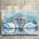Beautiful Painting Couple  Swans in Love, Canvas Print Wall Art Home Decor, Painting Canvas Art Print