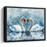 Beautiful Painting Couple  Swans in Love, Framed Canvas Print Wall Art Decor, Floating Frame Painting Canvas