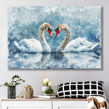 Beautiful Painting Couple  Swans in Love, Canvas Print Wall Art Home Decor, Painting Canvas Art Print