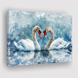 Beautiful Painting Couple  Swans in Love, Canvas Print Wall Art Home Decor, Painting Canvas Art Print