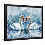 Beautiful Painting Couple  Swans in Love, Framed Art Print Wall Decor, Picture Framed Painting Art