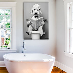 Bedlington Terrier Canvas Prints Wall Art, Funny Bathroom Decor, Animal in toilet