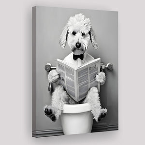 Bedlington Terrier Canvas Prints Wall Art, Funny Bathroom Decor, Animal in toilet