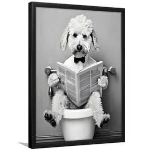 Bedlington Terrier Framed Art Print Wall Decor, Funny Bathroom Decor, Animal In Toilet
