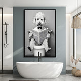 Bedlington Terrier Framed Canvas Prints Wall Art, Funny Bathroom Decor, Animal In Toilet